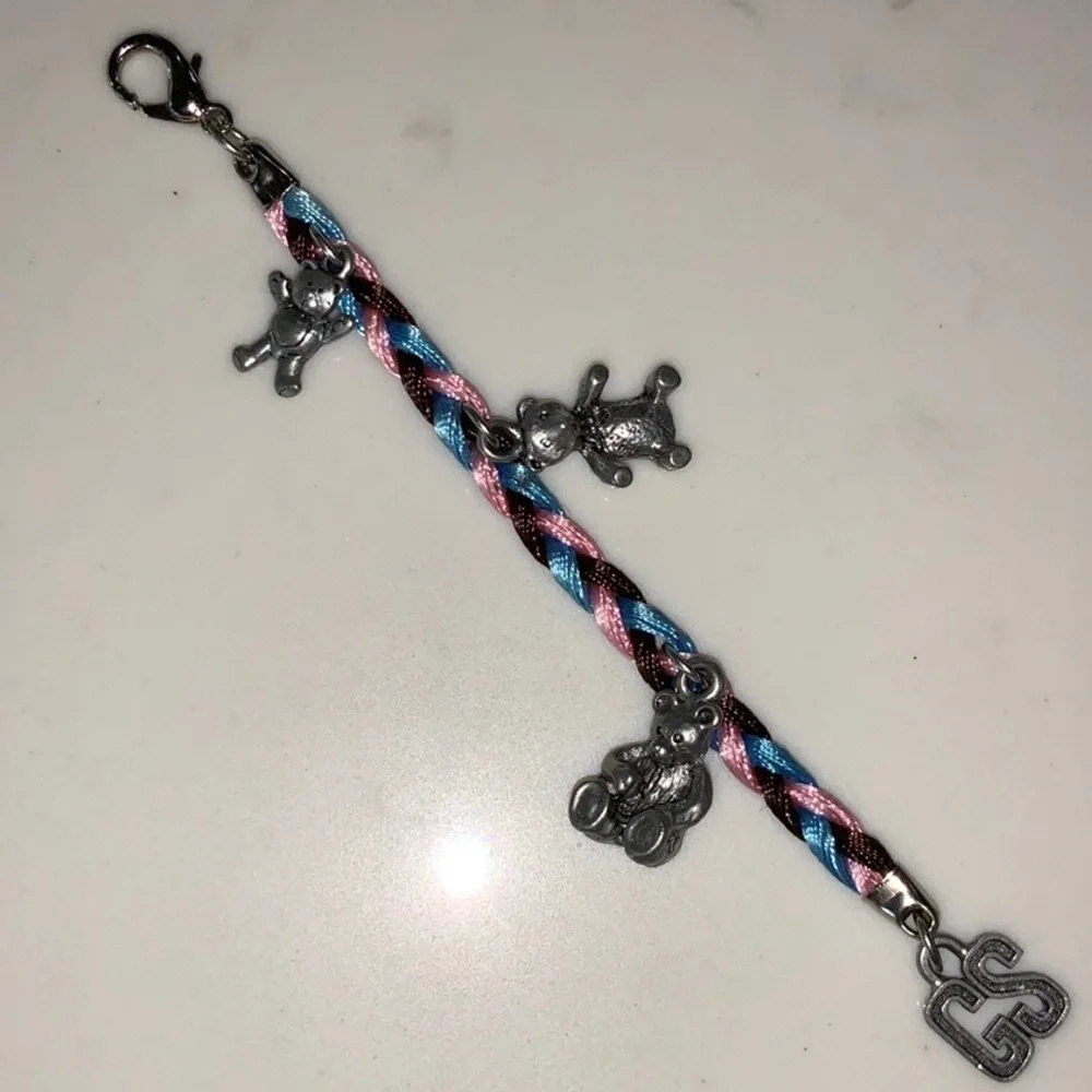 Girl Scout Brownie Backpack Braided Charm Dangle 3 Little Bear Charms & GS Logo